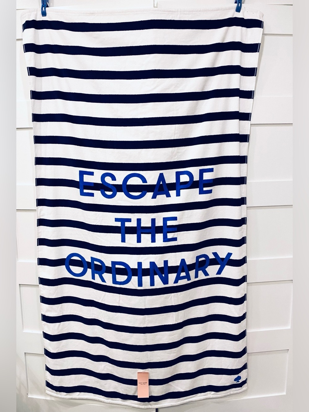Kate Spade beach towel striped oversized cozy 100% cotton pool travel NWT